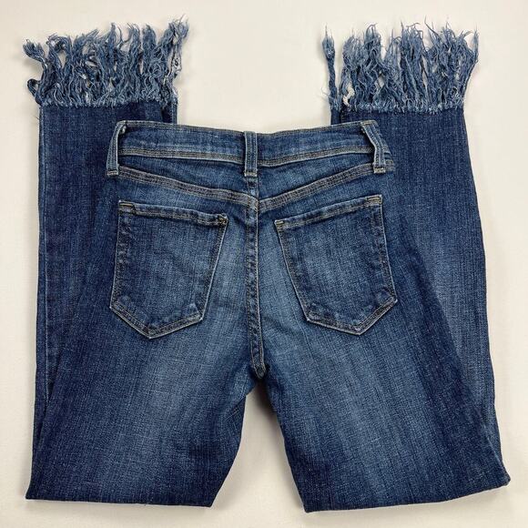 Pistola Tallis Fringe Hem Cropped Lower Mid Rise Medium Wash Jeans Size 24 - Picture 10 of 12